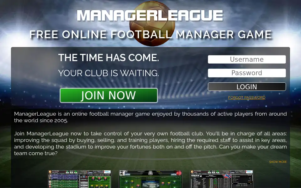 Screenshot of managerleague.com