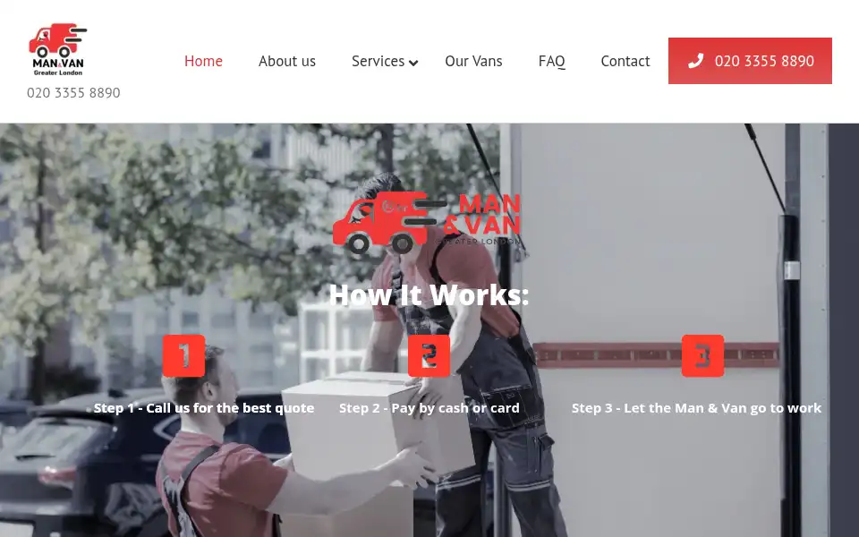 Screenshot of manandvangreaterlondon.com
