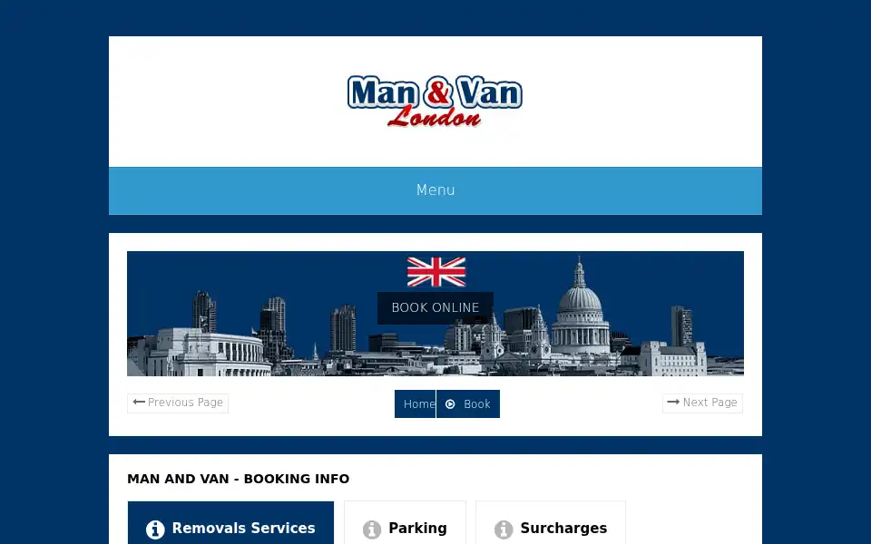 Screenshot of manandvanlondon.co.uk