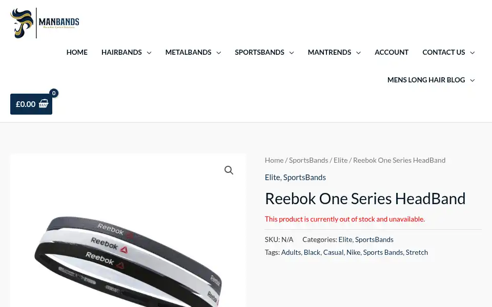 Screenshot of manbands.co.uk