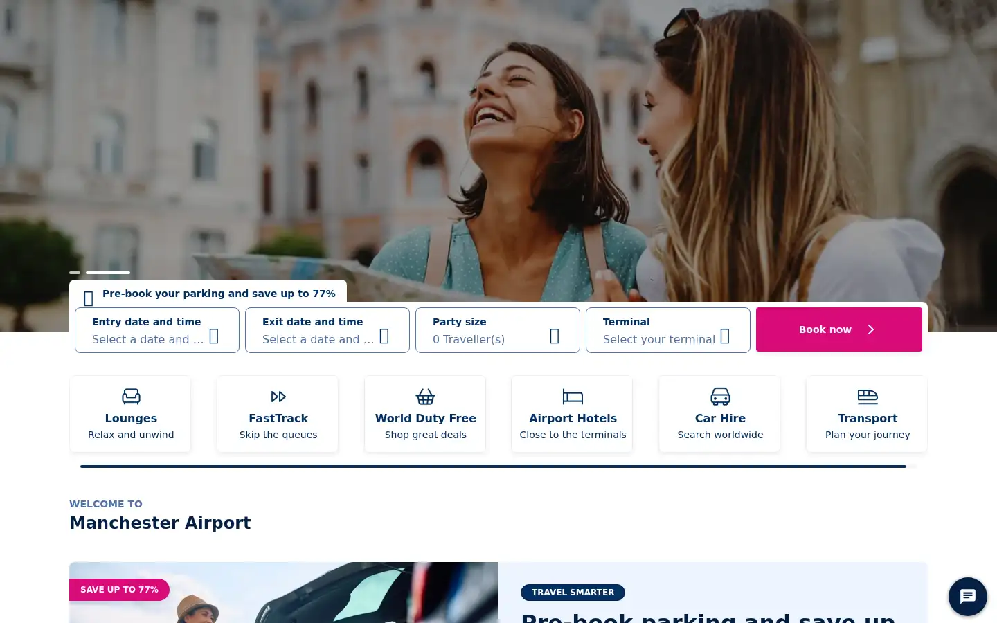 Screenshot of manchesterairport.co.uk
