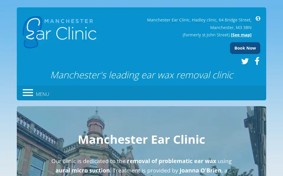 Screenshot of manchesterearclinic.co.uk