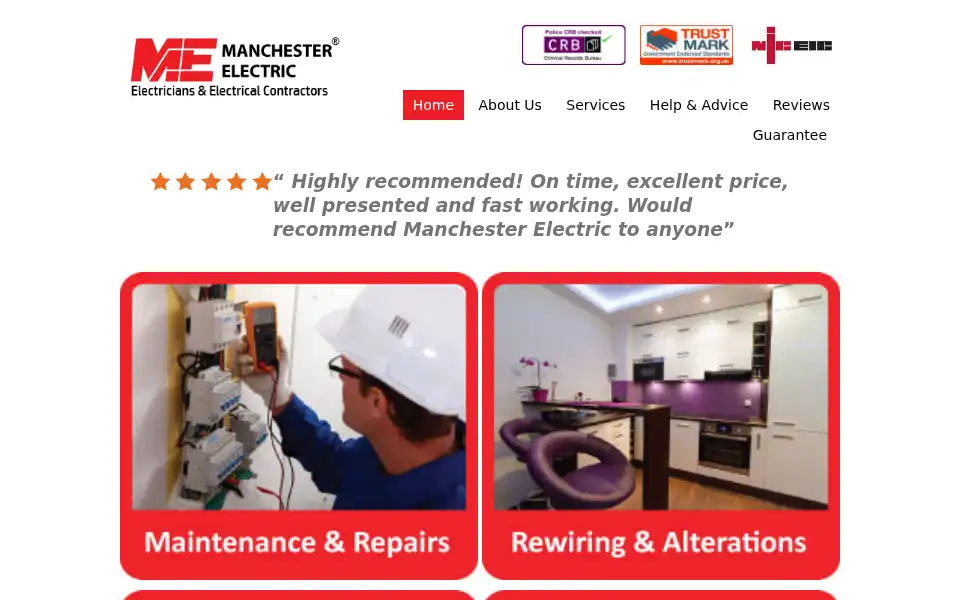 Screenshot of manchesterelectric.co.uk
