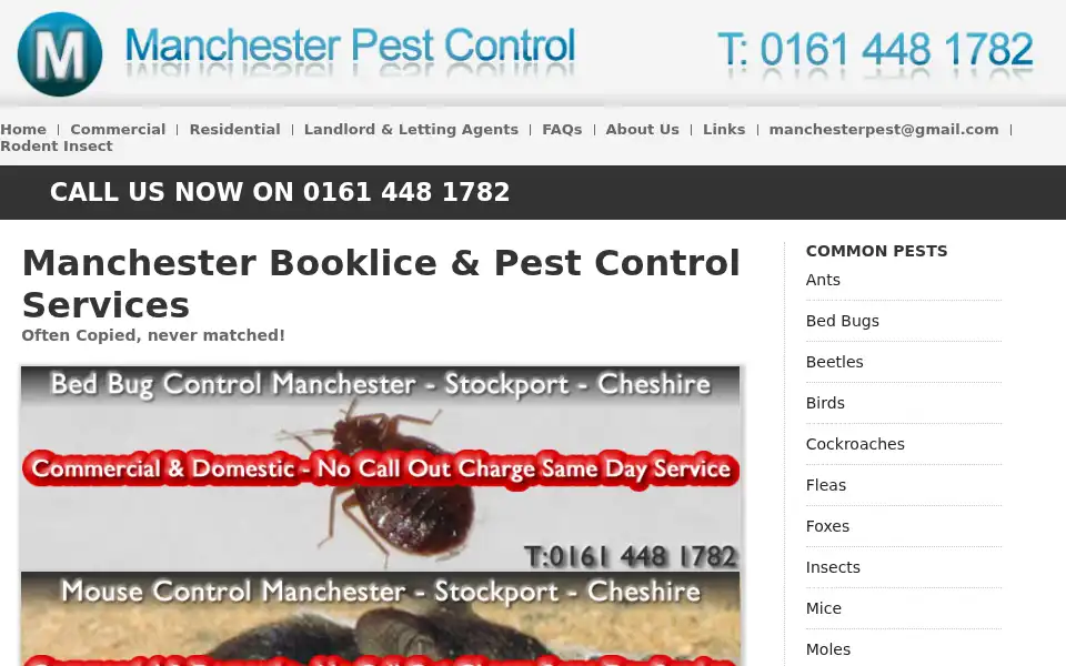 Screenshot of manchesterpestcontrol.co.uk