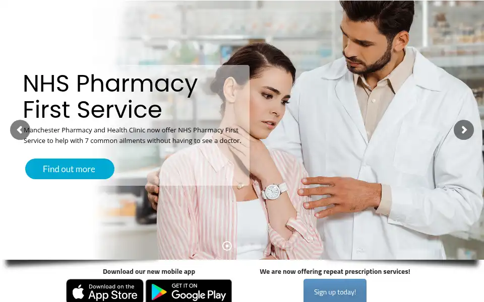 Screenshot of manchesterpharmacy.co.uk