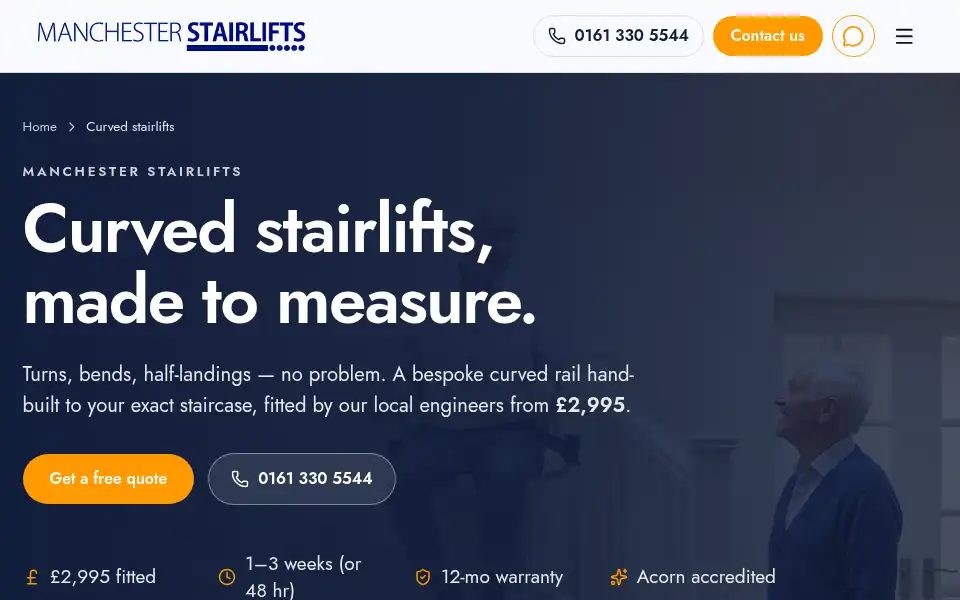 Screenshot of manchesterstairlifts.com