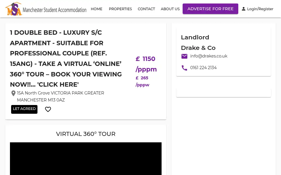 Screenshot of manchesterstudentaccommodation.co.uk