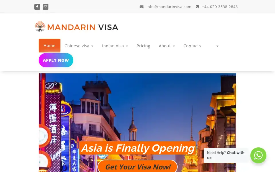 Screenshot of mandarinvisa.com