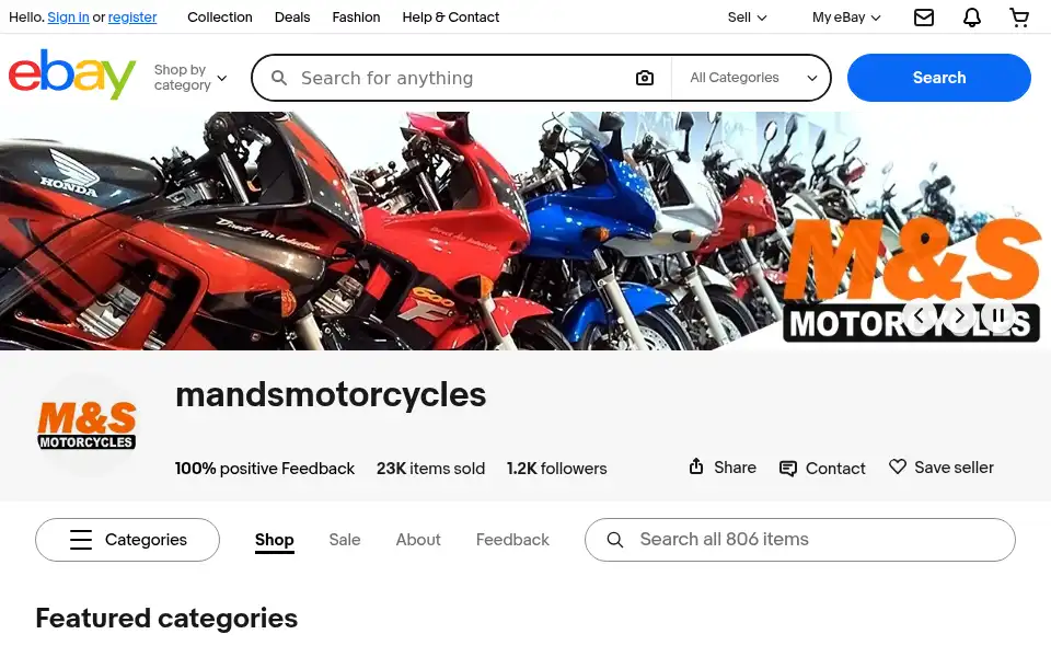 Screenshot of mandsmotorcycles.co.uk