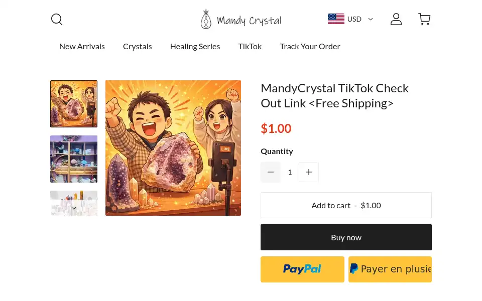 Screenshot of mandycrystal.com