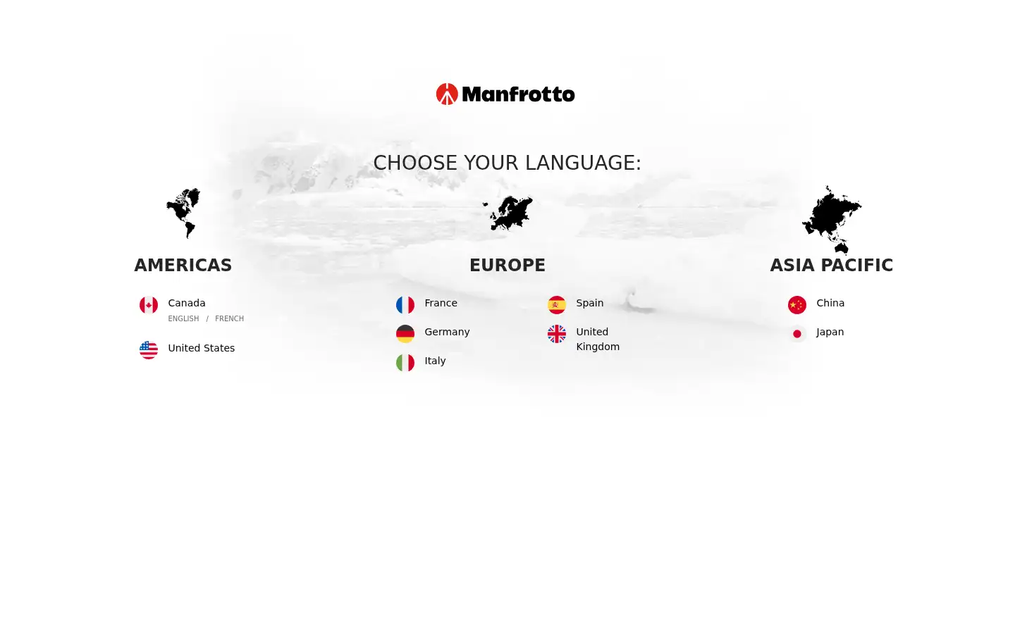 Screenshot of manfrotto.com