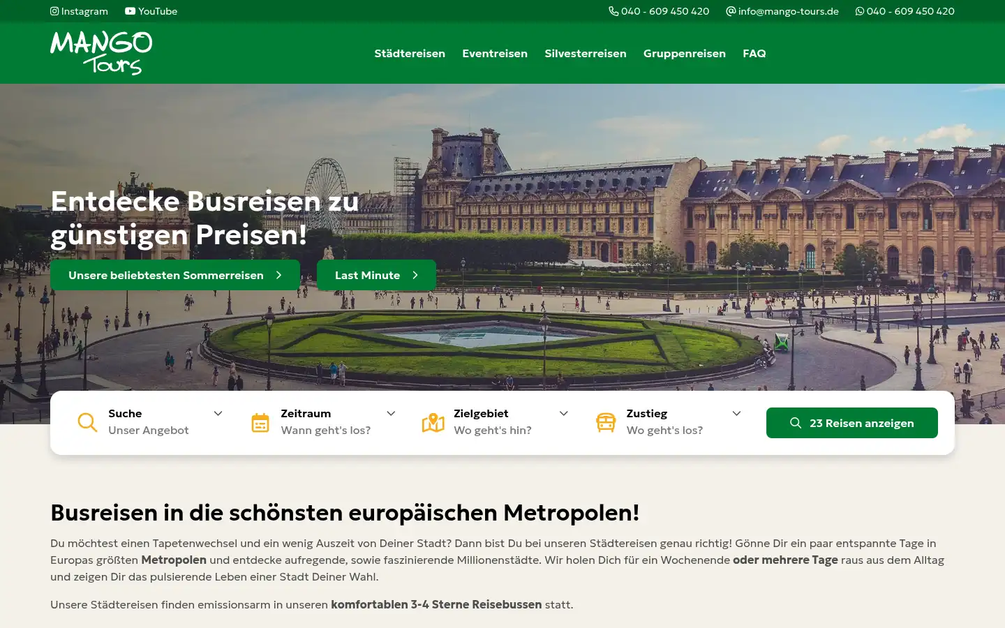 Screenshot of mango-tours.de