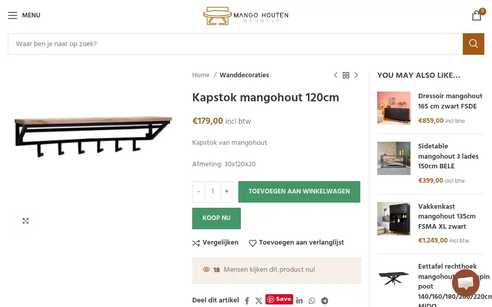 Screenshot of mangohoutenmeubels.nl