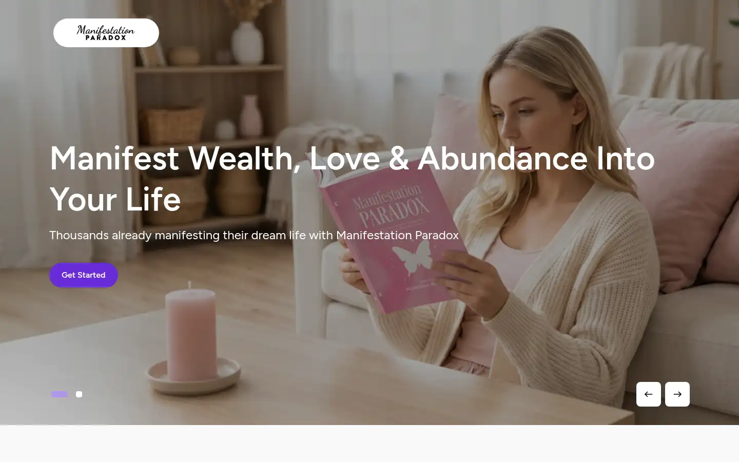 Screenshot of manifestationparadox.com