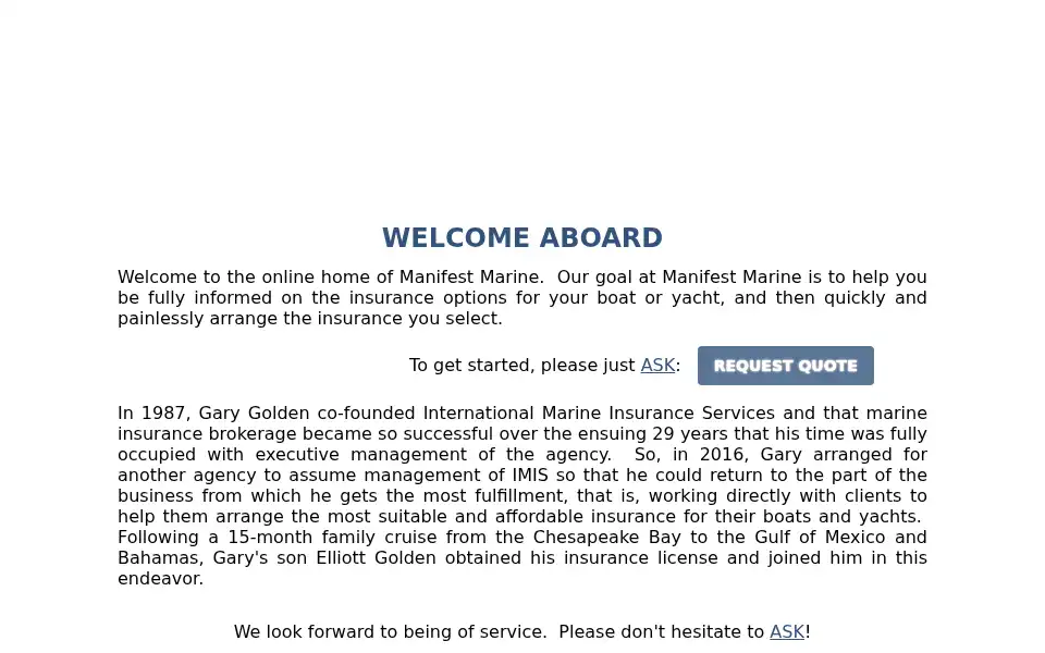 Screenshot of manifestmarine.com