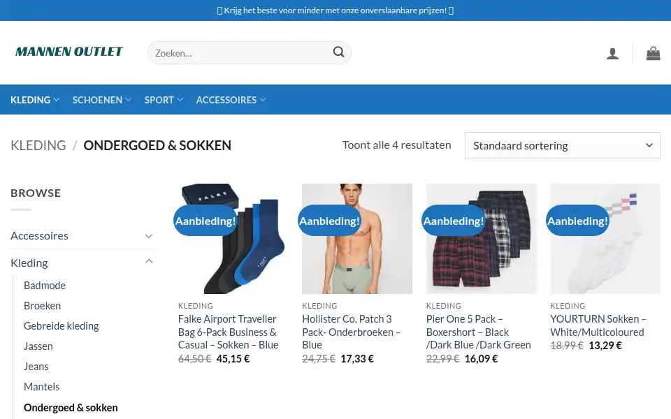 Screenshot of mannenoutlet.com
