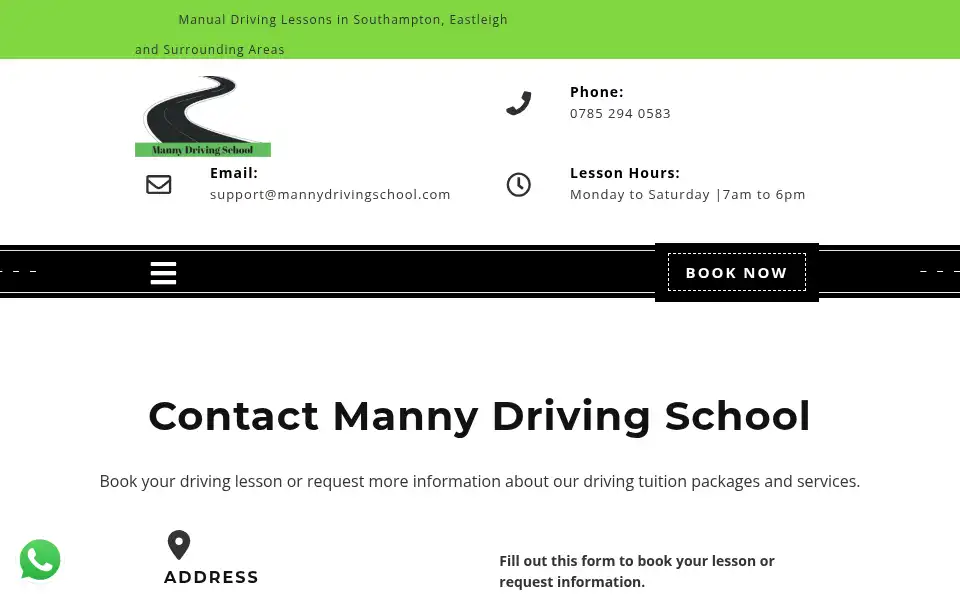 Screenshot of mannydrivingschool.com