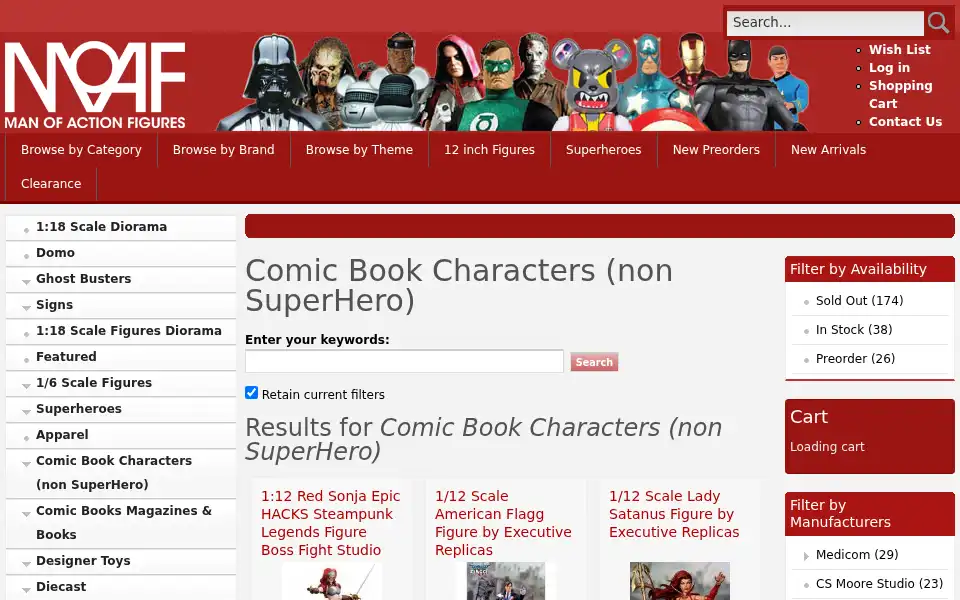Screenshot of manofactionfigures.com