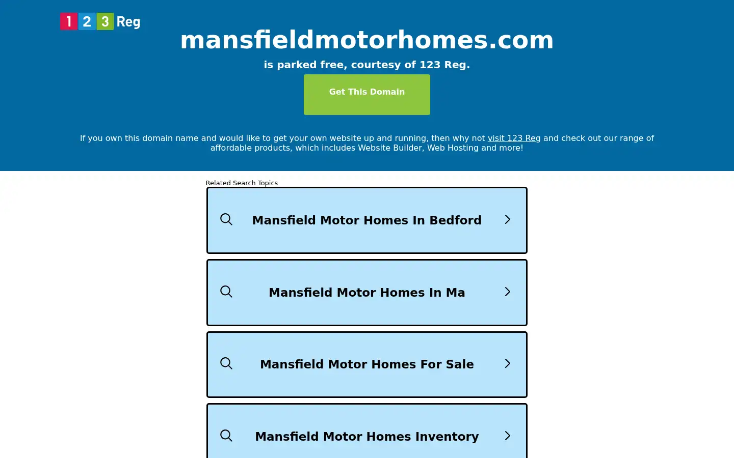 Screenshot of mansfieldmotorhomes.com