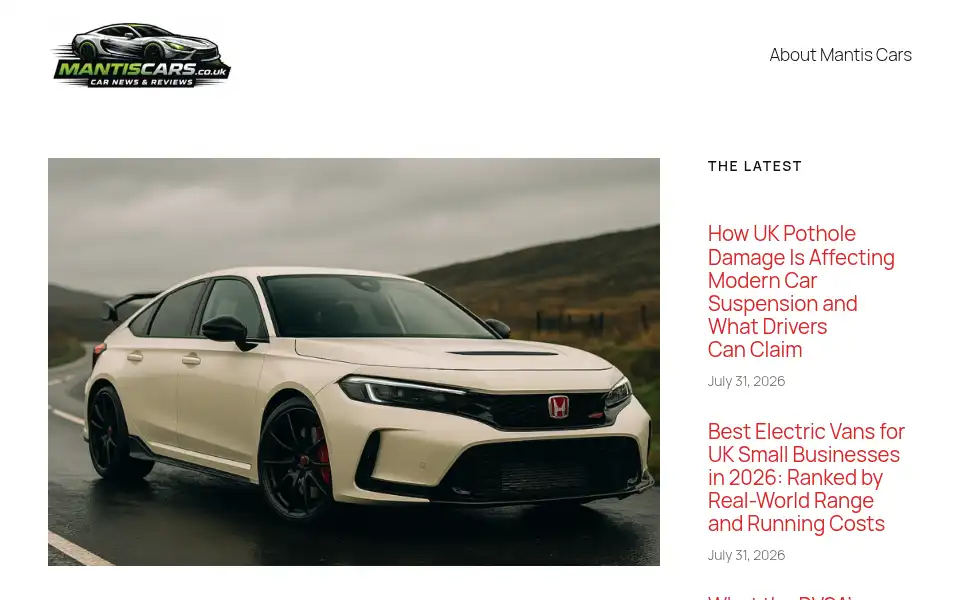 Screenshot of mantiscars.co.uk