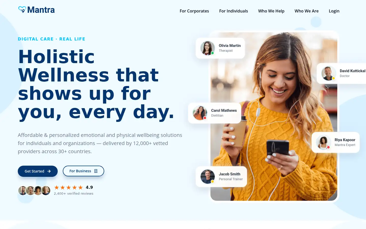 Screenshot of mantracare.org
