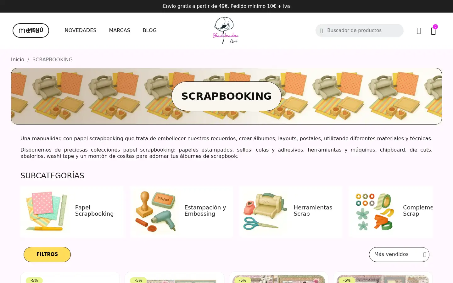 Screenshot of manualidadesbadabadocart.es
