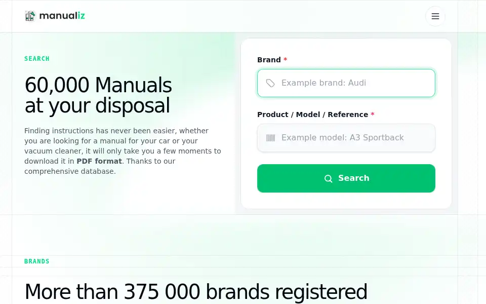 Screenshot of manualiz.com