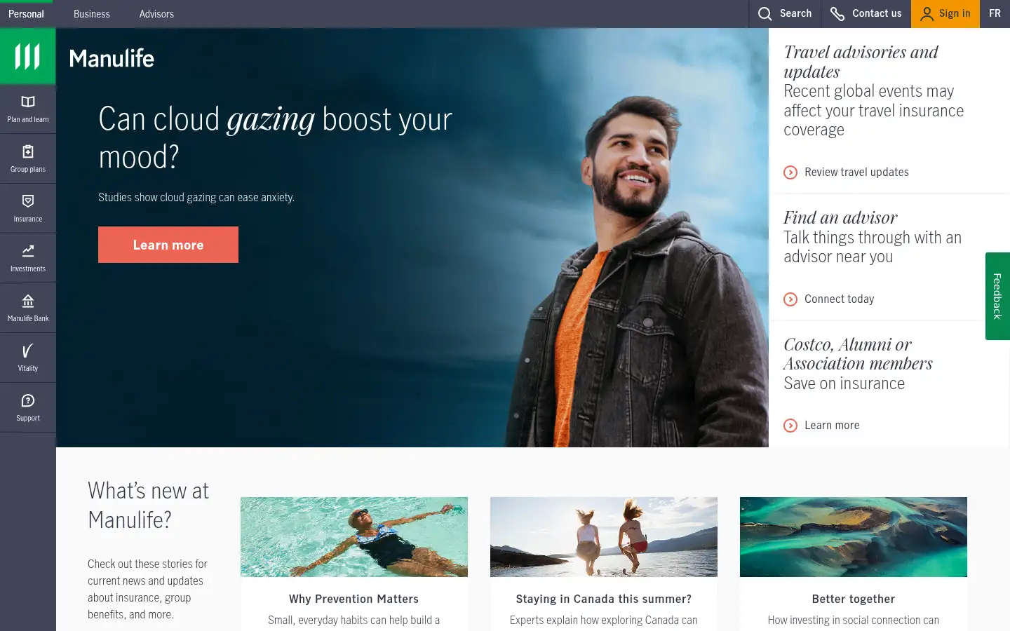 Screenshot of manulife.ca