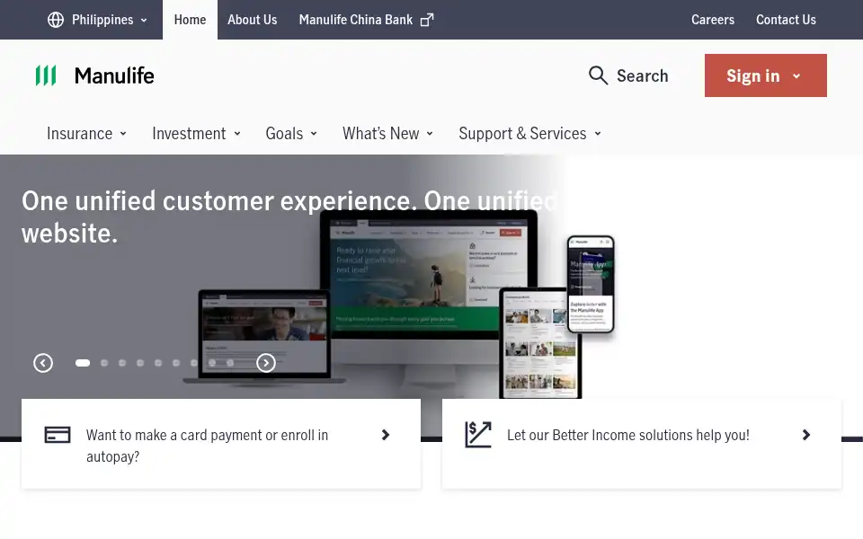 Screenshot of manulife.com.ph