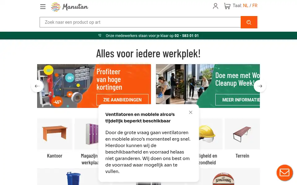 Screenshot of manutan.be