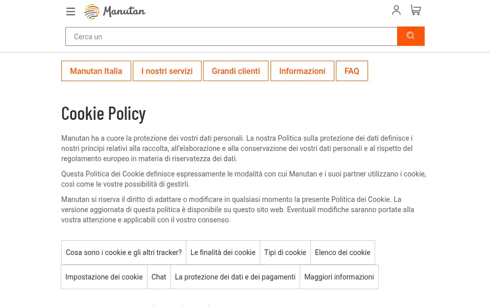 Screenshot of manutan.it