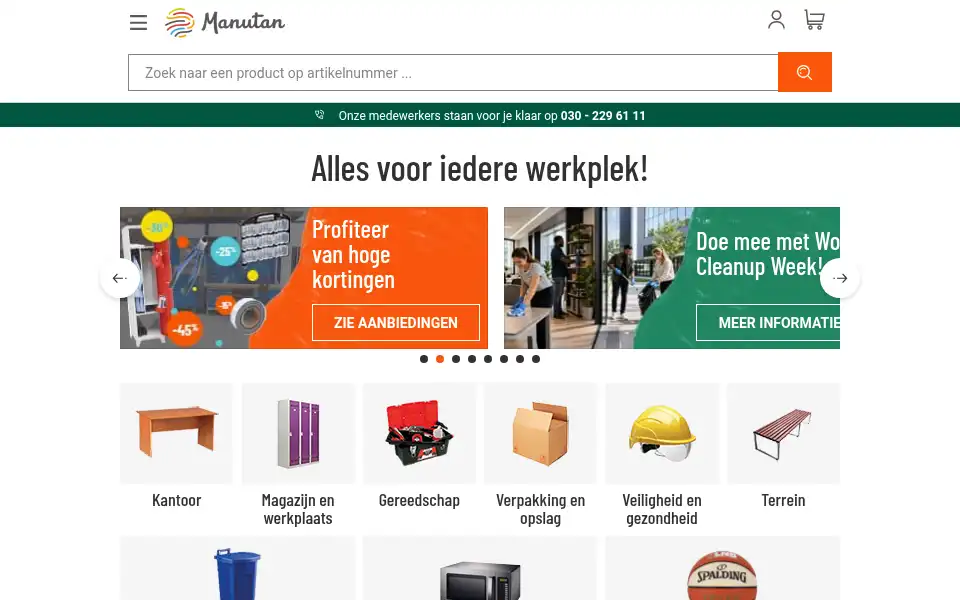 Screenshot of manutan.nl