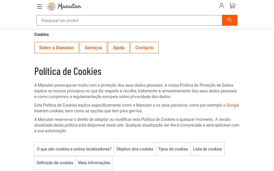 Screenshot of manutan.pt