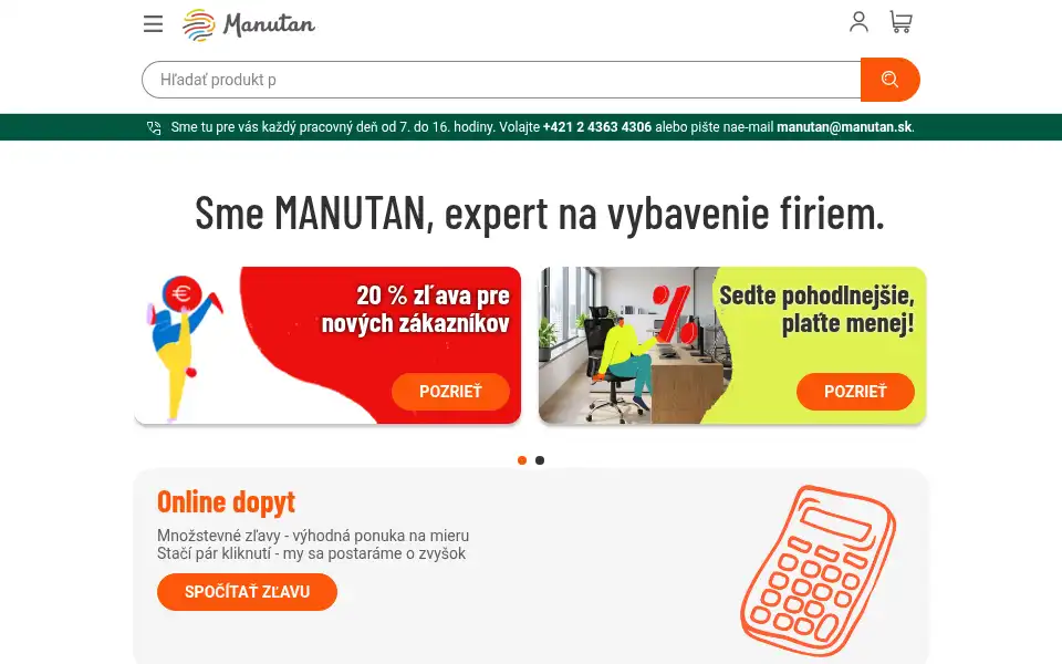 Screenshot of manutan.sk