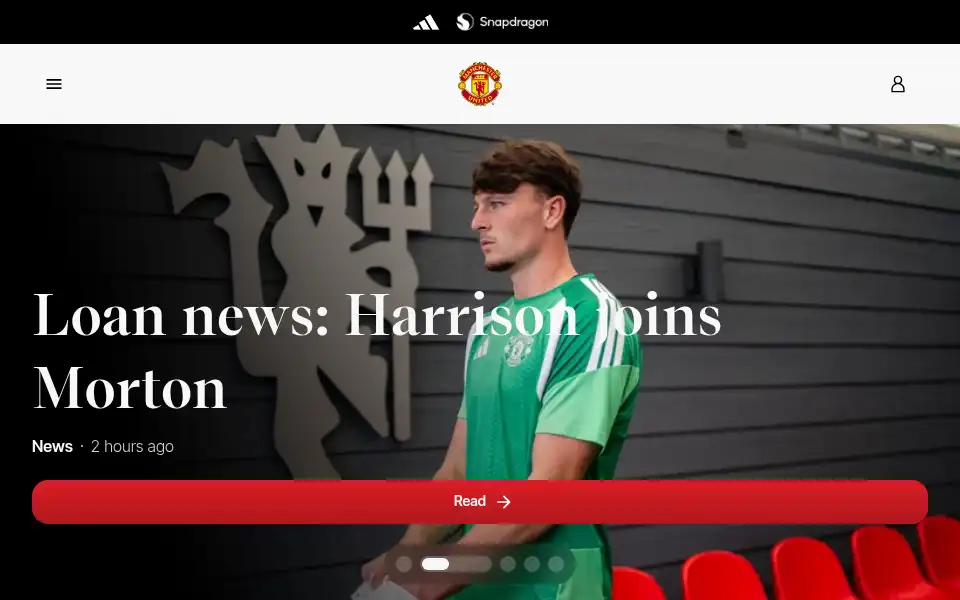 Screenshot of manutd.com