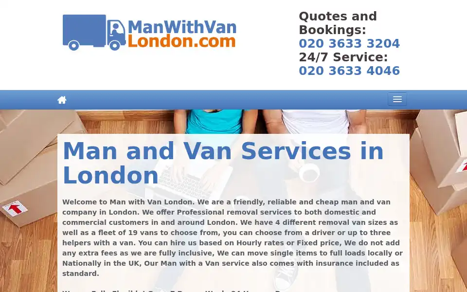 Screenshot of manwithvanlondon.com