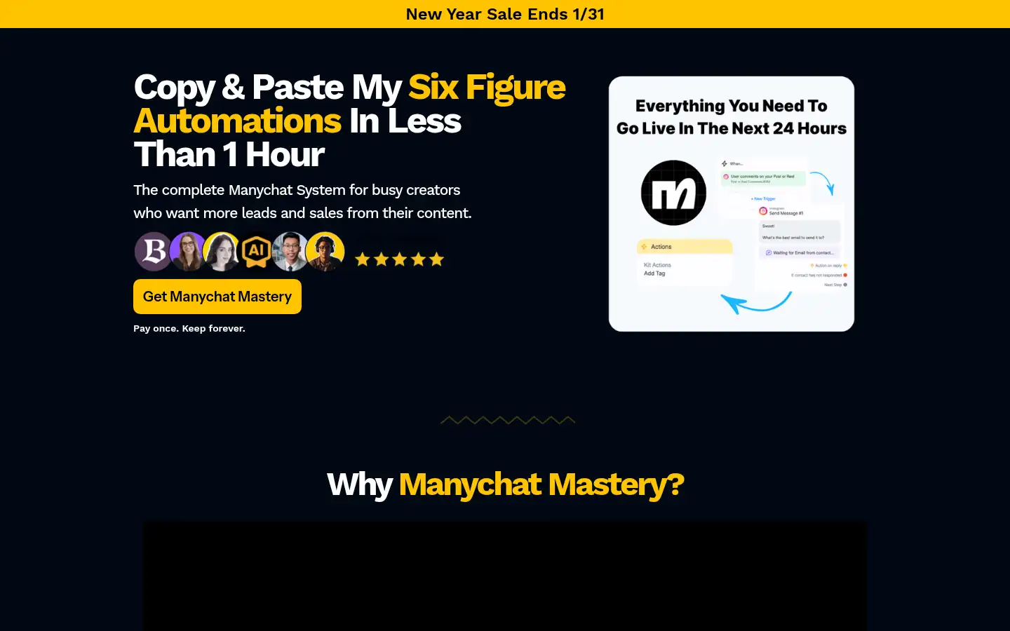 Screenshot of manychatmastery.com
