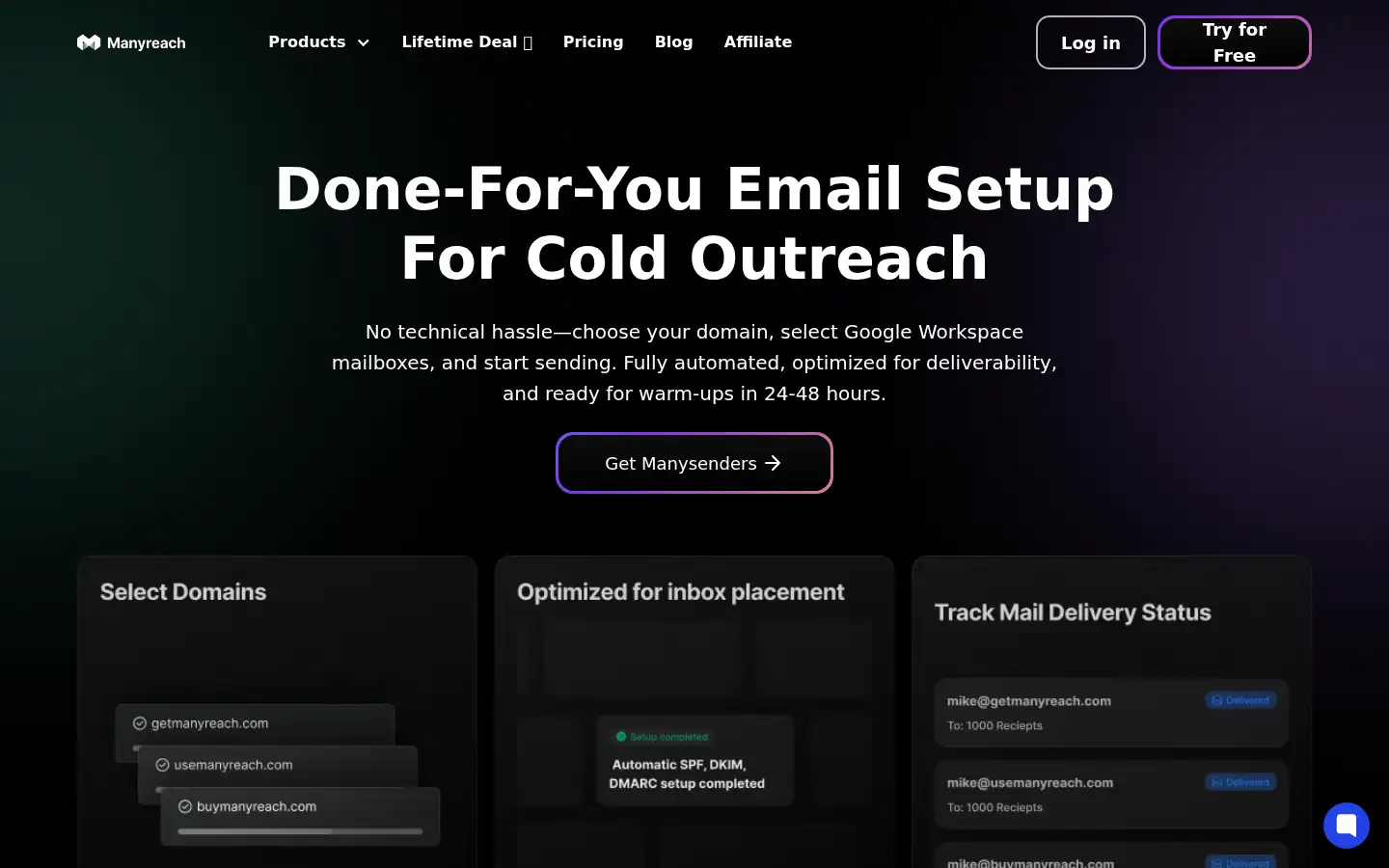 Screenshot of manyreach.com