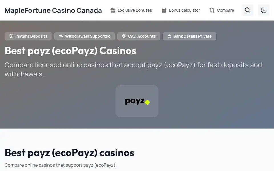 Screenshot of maplefortunecasinocanada.com
