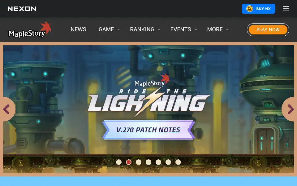 Screenshot of maplestory.nexon.net