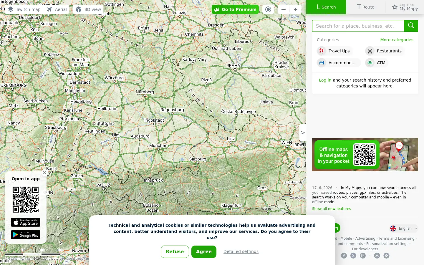 Screenshot of mapy.com
