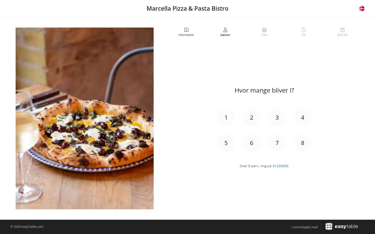 Screenshot of marcellapizza.dk