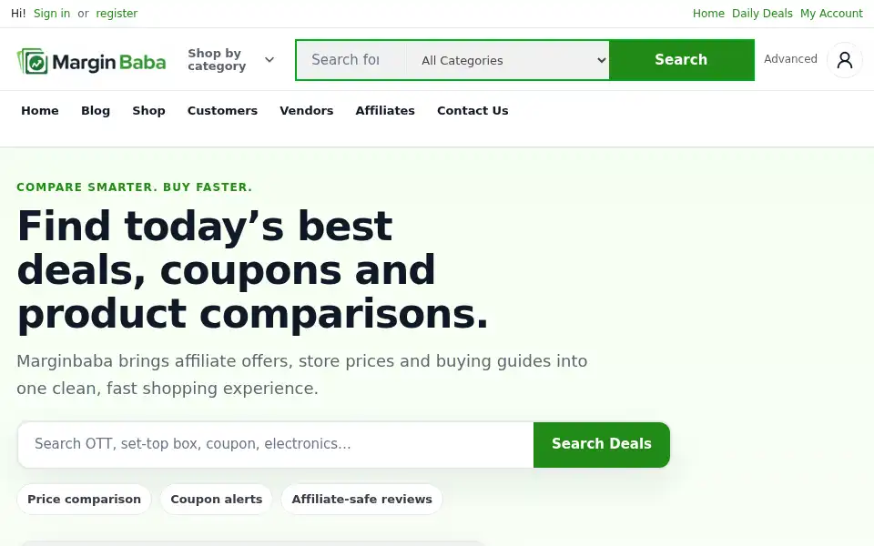Screenshot of marginbaba.com