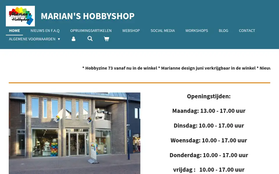 Screenshot of marianshobbyshop.nl