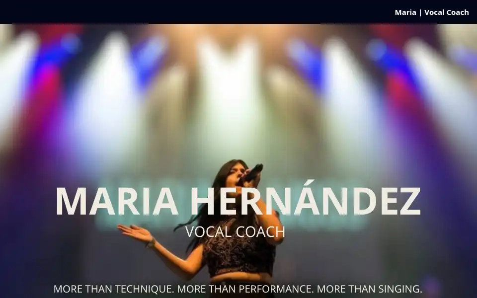 Screenshot of mariavocalcoach.co.uk