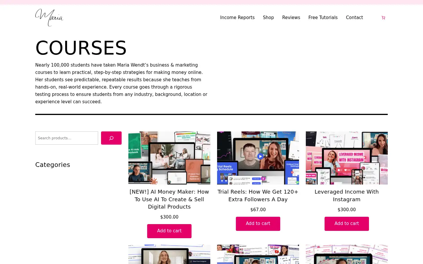 Screenshot of mariawendt.com