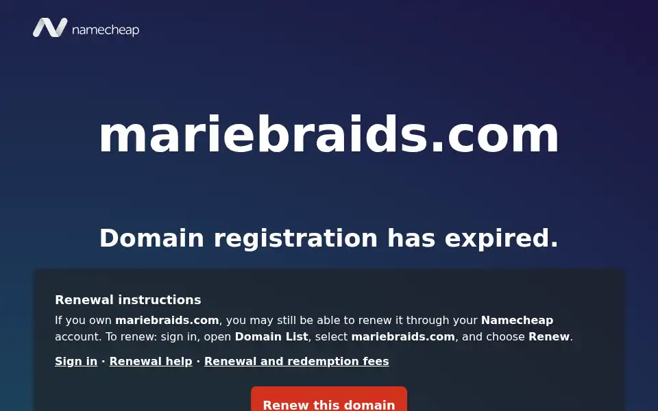 Screenshot of mariebraids.com