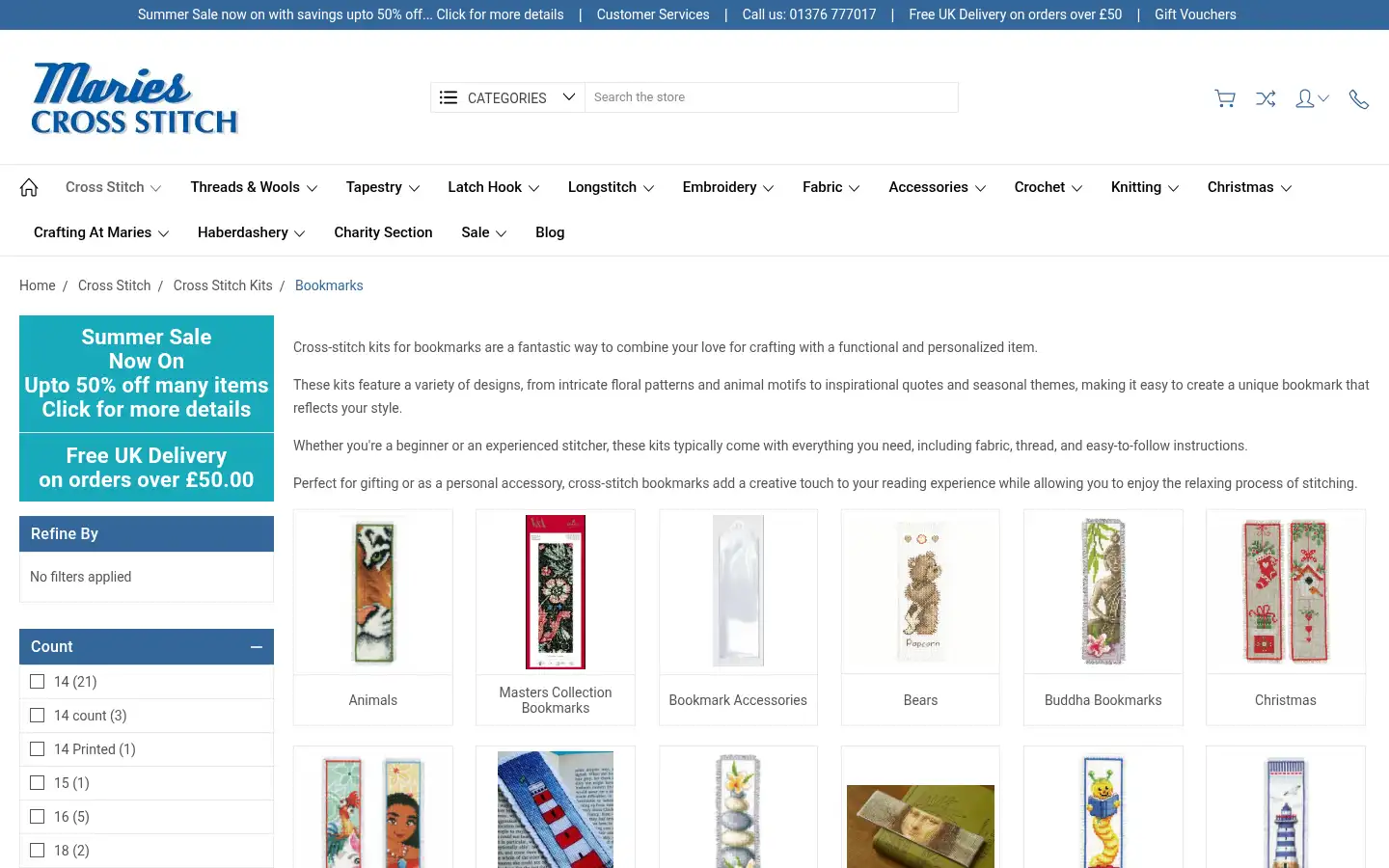 Screenshot of mariescrossstitch.co.uk