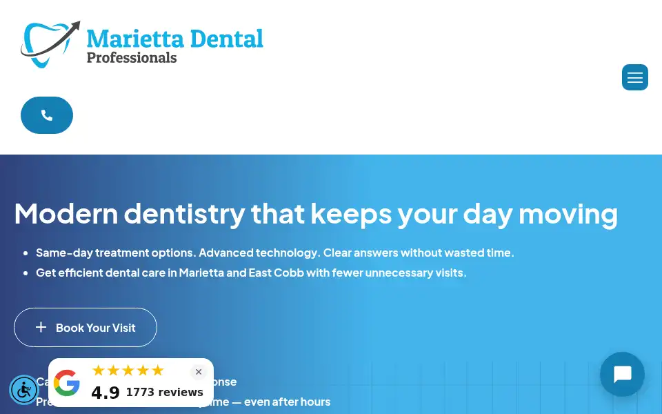 Screenshot of mariettadentalpros.com