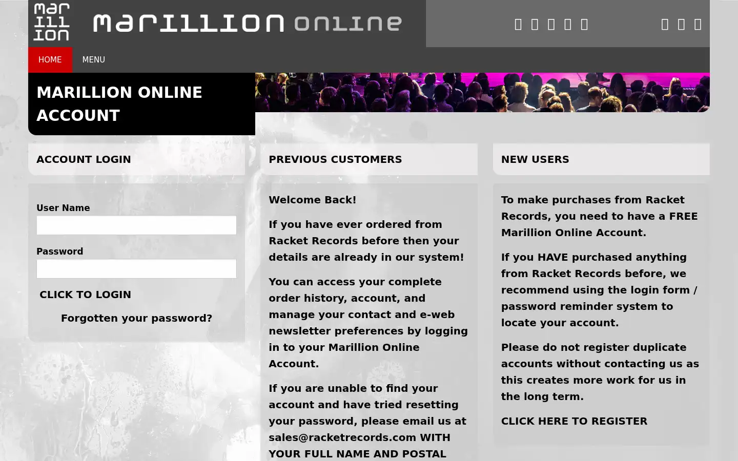 Screenshot of marillion.com